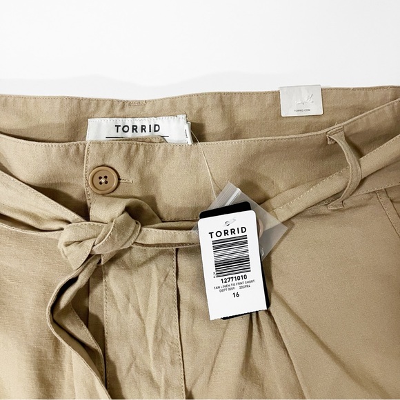 Torrid | Tan Linen Chino Shorts 16 - Picture 3 of 6